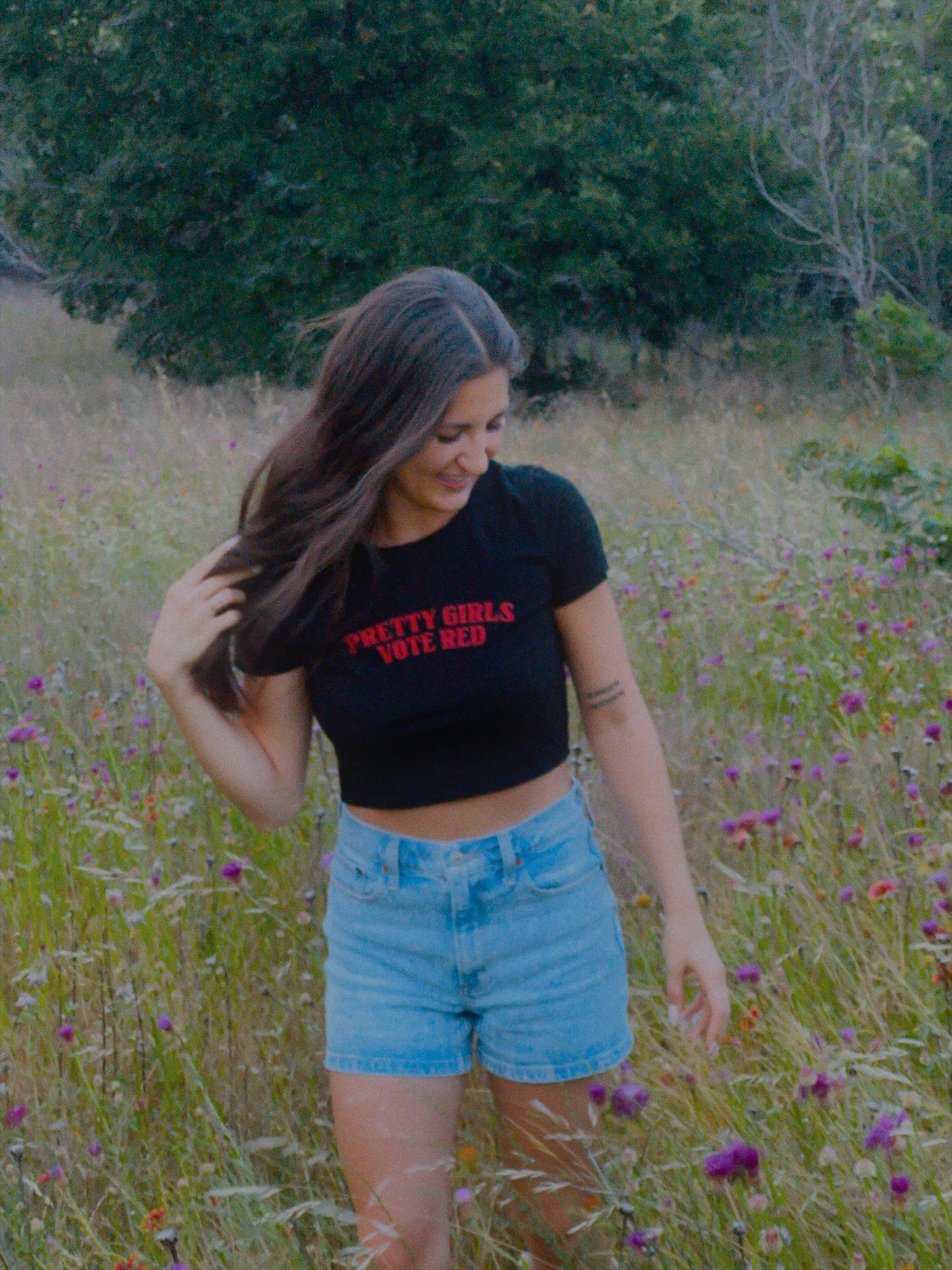 Pretty Girls Vote Red Black Crop