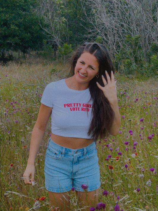 Pretty Girls Vote Red White Crop