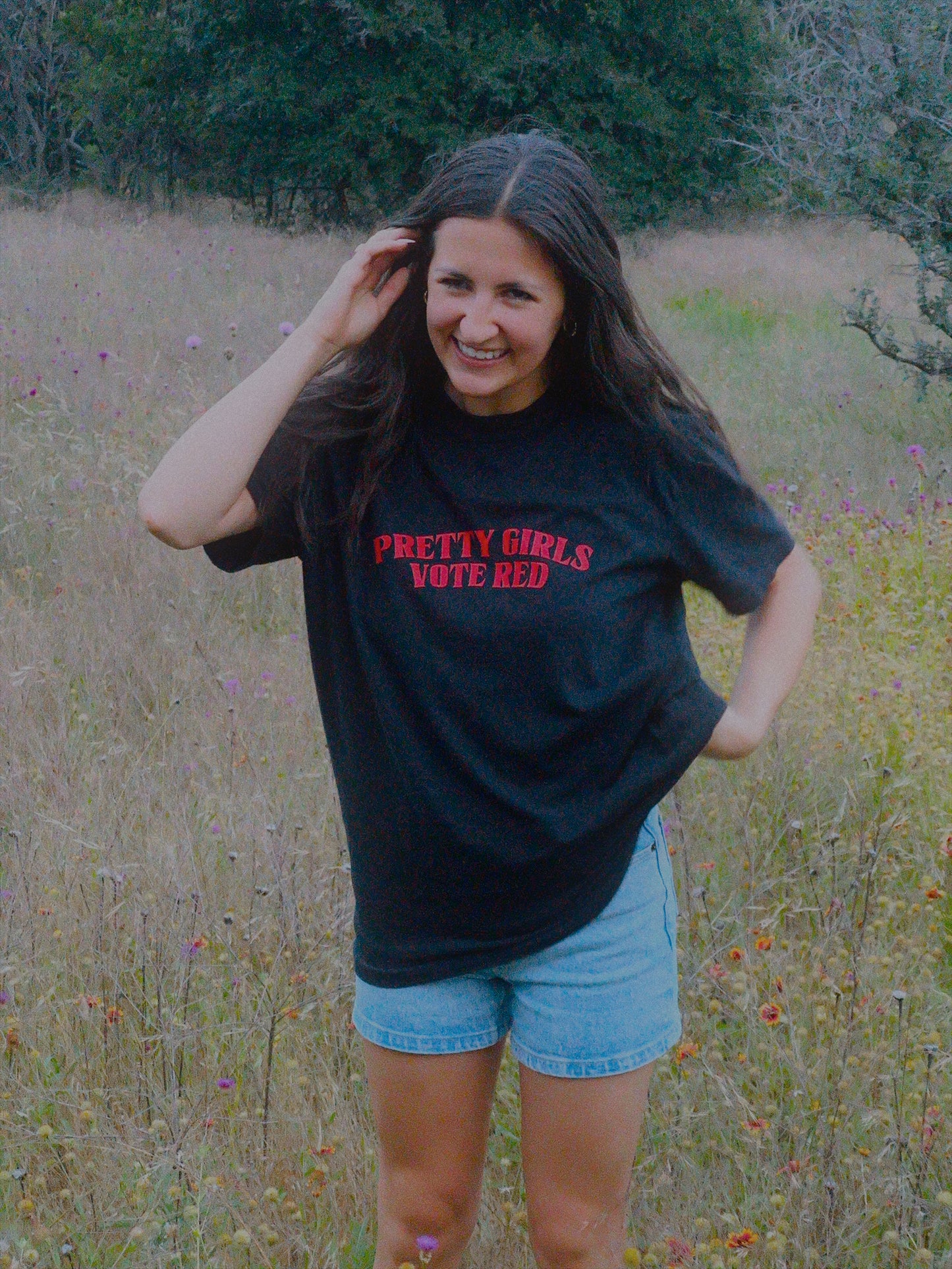 Pretty Girls Vote Red Black Tee